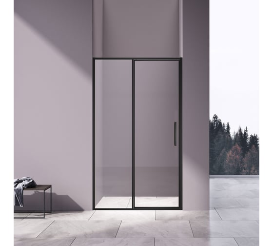 Душевая дверь VINCEA Slim 8 мм, черный, стекло прозрачное VDP-4SL120CLB 1