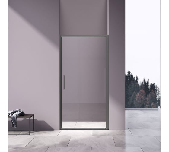 Душевая дверь VINCEA Slim 8 мм, вороненая сталь, стекло прозрачное VDP-4SL900CLGM 1