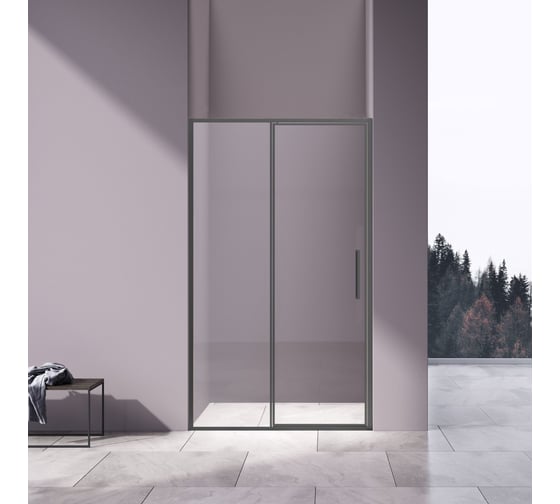 Душевая дверь VINCEA Slim 8 мм, вороненая сталь, стекло прозрачное VDP-4SL120CLGM 1