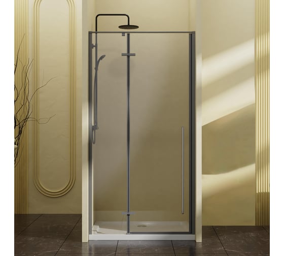 Душевая дверь VINCEA Slim-N, 1000, вороненая сталь, стекло прозрачное VDPH-5SN100CLGM 1