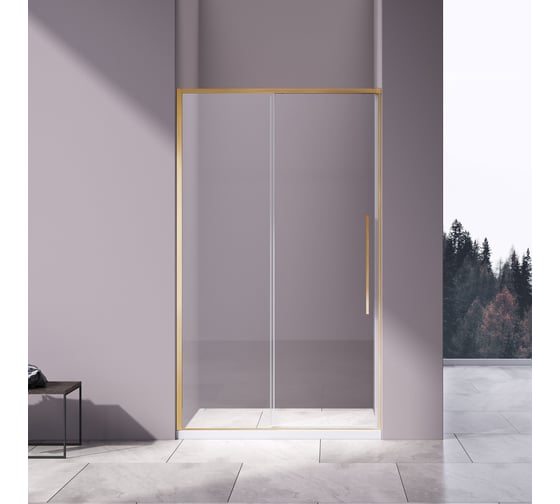Душевая дверь VINCEA Slim-N, 1100 брашированное золото, стекло прозрачное VDS-4SN110CLG 1
