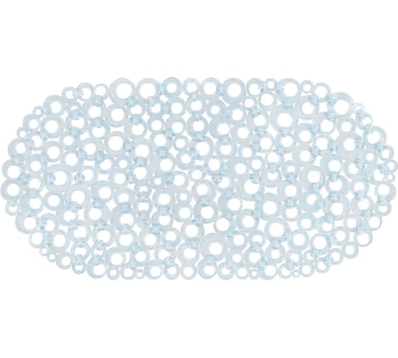 Коврик для ванной противоскользящий PRIMILA 69x35см Кольца овальный прозрачный, ПВХ, 700372 1