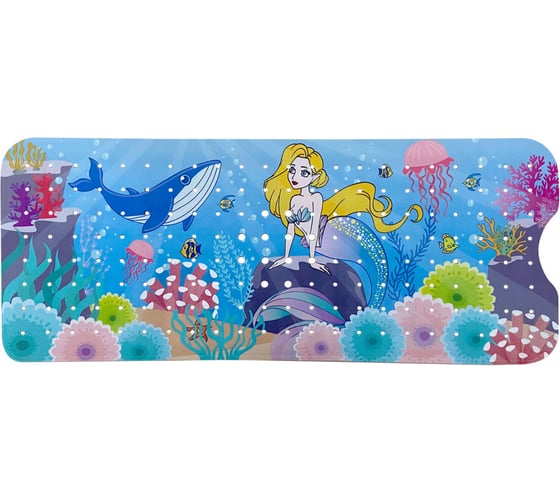 Коврик для ванной противоскользящий PRIMILA 70x40см с печатью Русалка, ПВХ, присоски, 700371 1