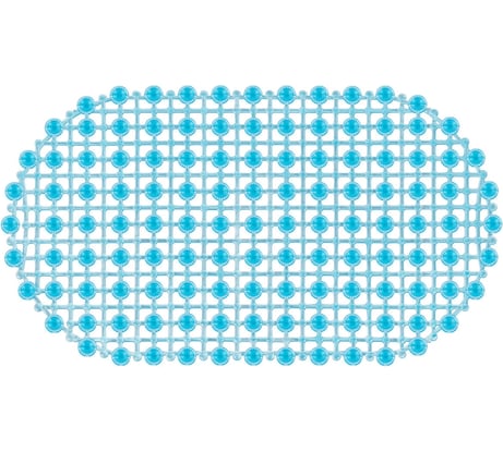 Коврик для ванной противоскользящий PRIMILA 68x39см Молекулы овальный, голубой, ПВХ, 700388