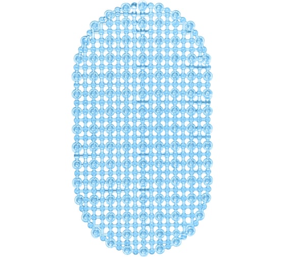 Коврик для ванной противоскользящий PRIMILA 68x39см Молекулы овальный, голубой, ПВХ, 700388 1