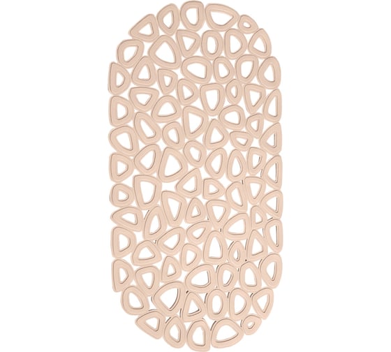 Коврик для ванной противоскользящий PRIMILA 68x37см Треугольники овальный, бежевый, ПВХ, 700380 1