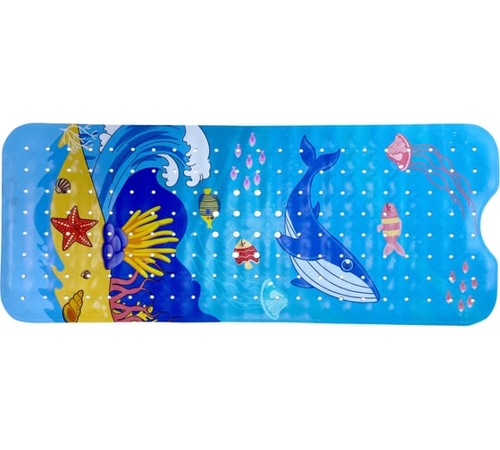 Коврик для ванной противоскользящий PRIMILA 100x40см с печатью Кит, ПВХ, присоски, 700377 1