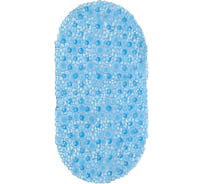 Коврик для ванной противоскользящий PRIMILA 68x37см Пузыри овальный, прозрачно-голубой, ПВХ, 700381