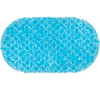 Коврик для ванной противоскользящий PRIMILA 68x37см Пузыри овальный, прозрачно-голубой, ПВХ, 700381