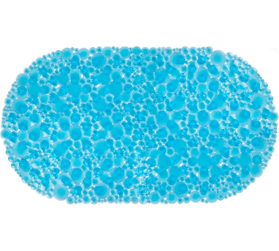 Коврик для ванной противоскользящий PRIMILA 68x37см Пузыри овальный, прозрачно-голубой, ПВХ, 700381