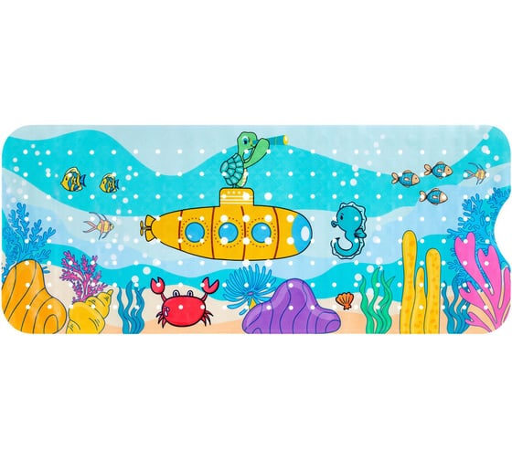 Коврик для ванной противоскользящий PRIMILA 100x40см с печатью Батискаф, ПВХ, присоски, 700378
