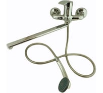 Смеситель для ванны GRIALE однорычажный,поворотный плоский излив, 35 см, переключатель (дивертор) с керамическими пластинами, керамический картридж с двойным уплотнением 40 мм DK-9004-16