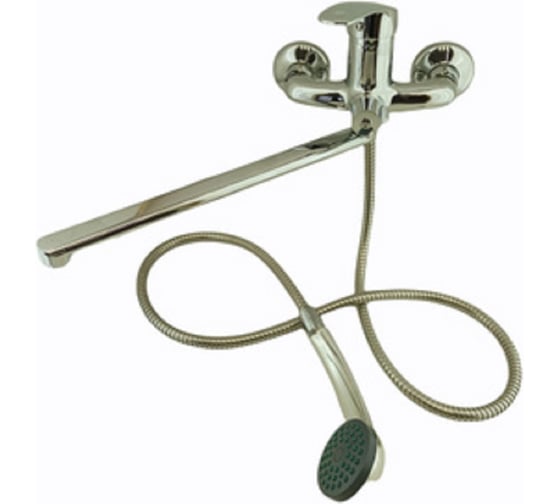 Смеситель для ванны GRIALE однорычажный,поворотный плоский излив, 35 см, переключатель (дивертор) с керамическими пластинами, керамический картридж с двойным уплотнением 40 мм DK-9004-16 1