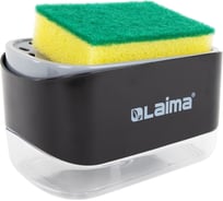Диспенсер/дозатор для моющего средства LAIMA органайзер + губка, ЧЕРНЫЙ, 14,5x9х10см, HOME 700042