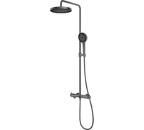 Душевая стойка VINCEA Rim с изливом, вороненая сталь VSFS-2RM1GM