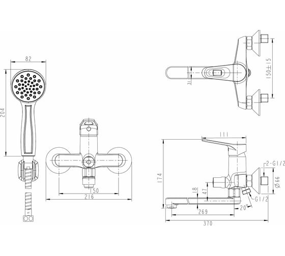 Смеситель для ванны и душа Bravat ECO-K 00178450 F693158C-LB