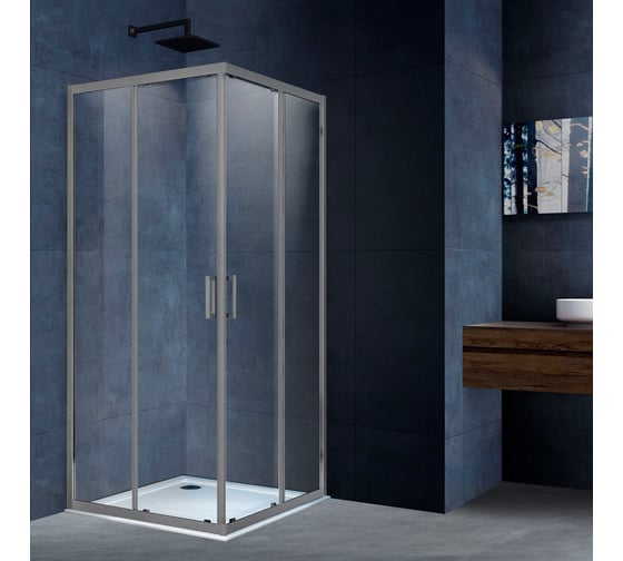 Душевой уголок VINCEA Alpha 1000х1000, вороненая сталь, стекло прозрачное VSS-3AL100CLGM 1