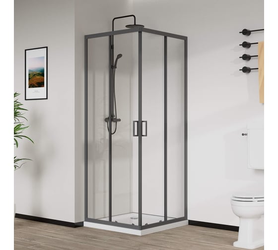 Душевой уголок VINCEA City, 900х900, вороненая сталь, стекло прозрачное VSS-5CT900CLGM 1
