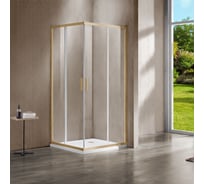 Душевой уголок VINCEA Garda 1000х1000, брашированное золото, стекло прозрачное VSS-1G100CLG