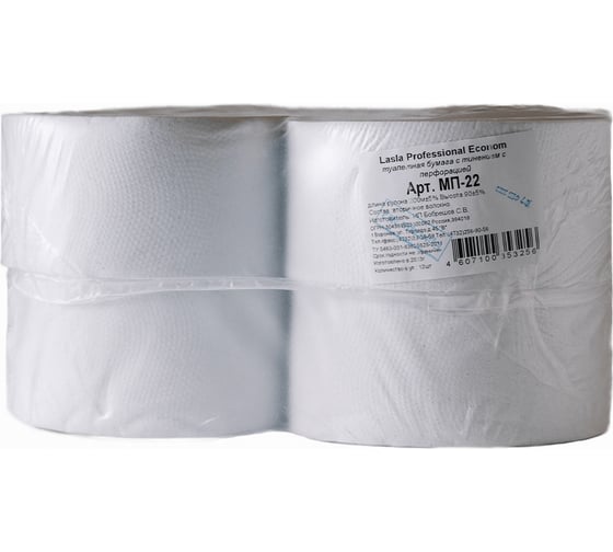 Туалетная бумага LASLA Рrofessional Econom на втулке 1 сл. с тиснением МП-22 1