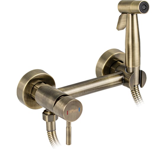 Смеситель с гигиенической лейкой GFmark, из нержавеющей стали, круглый корпус, цвет БРОНЗА. 20482 1