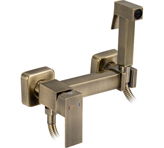 Смеситель с квадратной гигиенической лейкой GFmark, из нержавеющей стали, квадратный корпус, цвет БРОНЗА. 20486 1