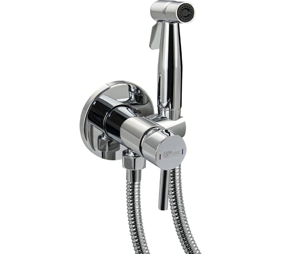 Смеситель с гигиенической лейкой GFmark встраиваемый, из нержавеющей стали, круглый корпус, цвет хром 20721 1