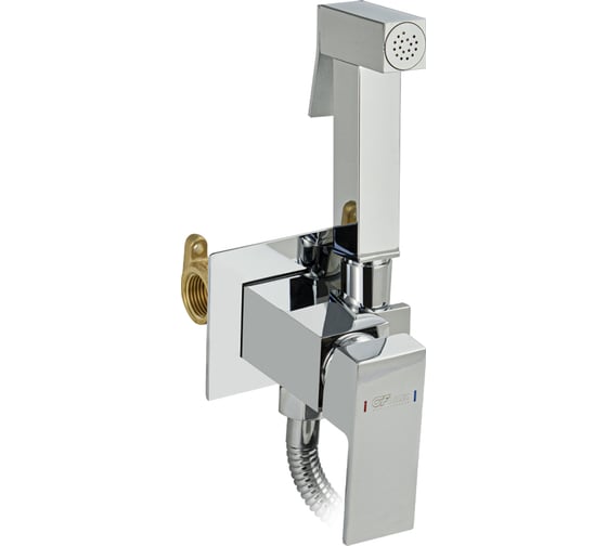 Смеситель с квадратной гигиенической лейкой GFmark встраиваемый, из нержавеющей стали, квадратный корпус, цвет хром . 20724 1