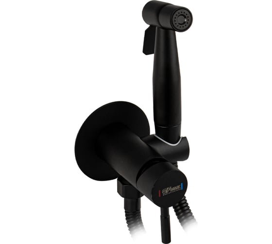 Смеситель с гигиенической лейкой GFmark встраиваемый, из нержавеющей стали, круглый корпус, цвет черный 20722 1