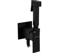 Смеситель с квадратной гигиенической лейкой GFmark встраиваемый, из нержавеющей стали, квадратный корпус, цвет черный 20726