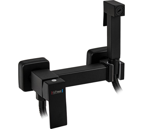 Смеситель с квадратной гигиенической лейкой GFmark, из нержавеющей стали, квадратный корпус, цвет черный 20485 1