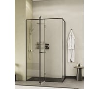 Дверь распашная Roca Apex левая, с боковой панелью, 1400x800 мм, профиль оружейная сталь, стекло прозрачное ZRU9307900