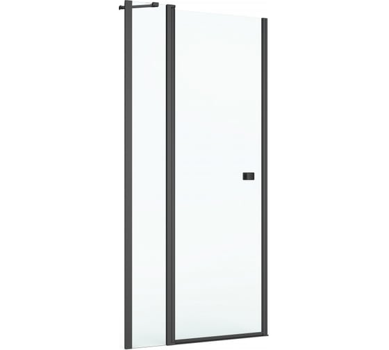 Дверь распашная Roca Capital 1200x1950 мм, с фиксированной частью, стекло прозрачное, черный AM4612016M 1