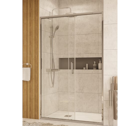 Раздвижная дверь Roca Leon 1400x1950 мм, профиль хром, стекло прозрачное ZRU9307667 1