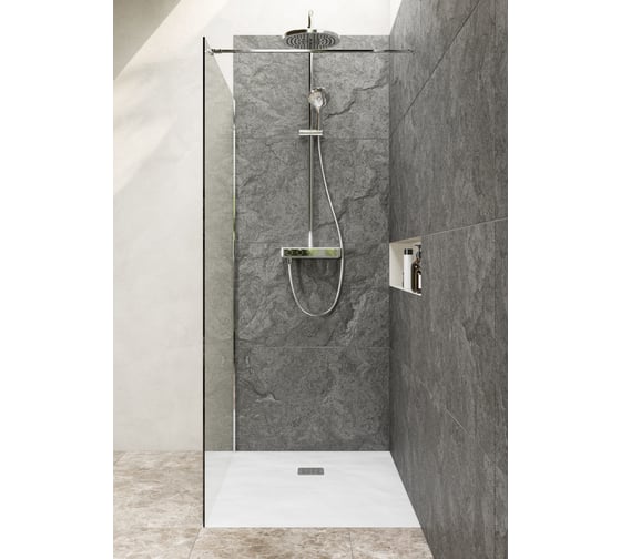 Перегородка Roca Metropolis Walk-In 1200x2000 мм, профиль хром, стекло прозрачное ZRU9307679