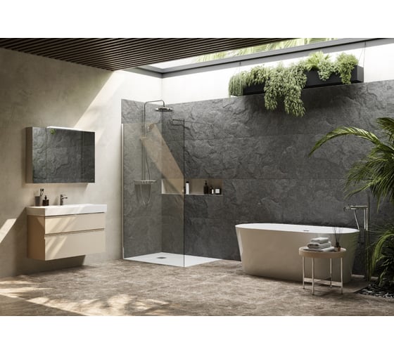Перегородка Roca Metropolis Walk-In 1200x2000 мм, профиль хром, стекло прозрачное ZRU9307679