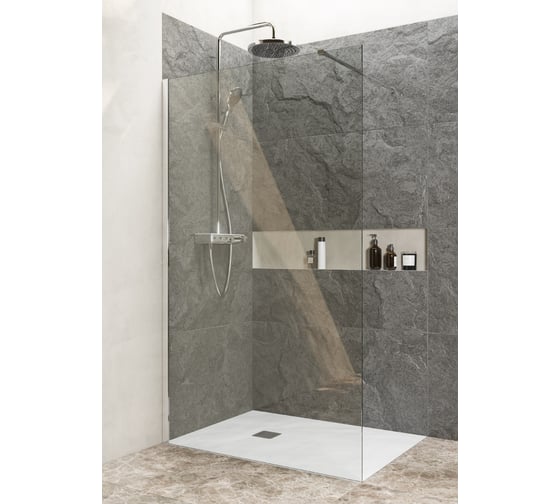 Перегородка Roca Metropolis Walk-In 900x2000 мм, профиль хром, стекло прозрачное ZRU9307678