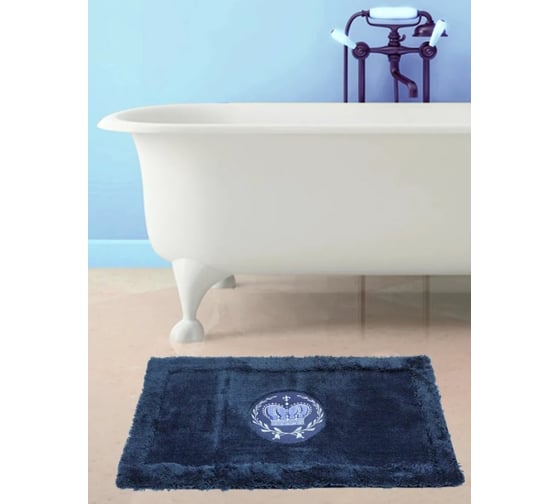 Коврик Bath Plus с вышивкой атлас 100х60 синий NH-HLFT21080/1