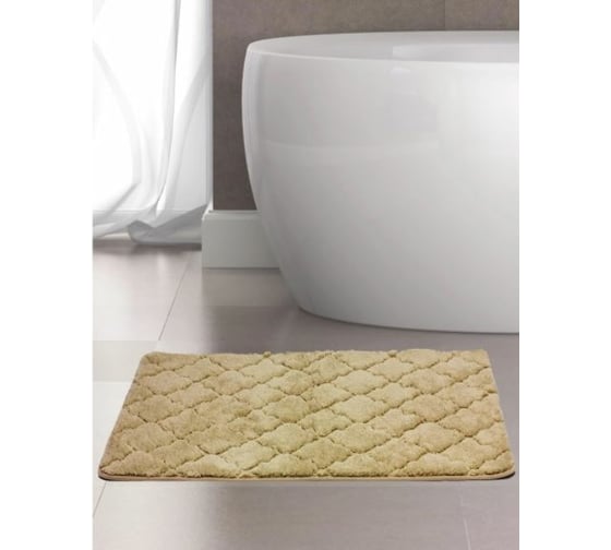 Коврик в ванну Bath Plus Лана 120х70 м/фибра ромб бежевый GR262R