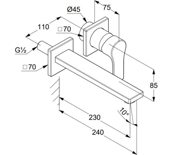 Смеситель для раковины Kludi ZENTA SL настенный 482450565