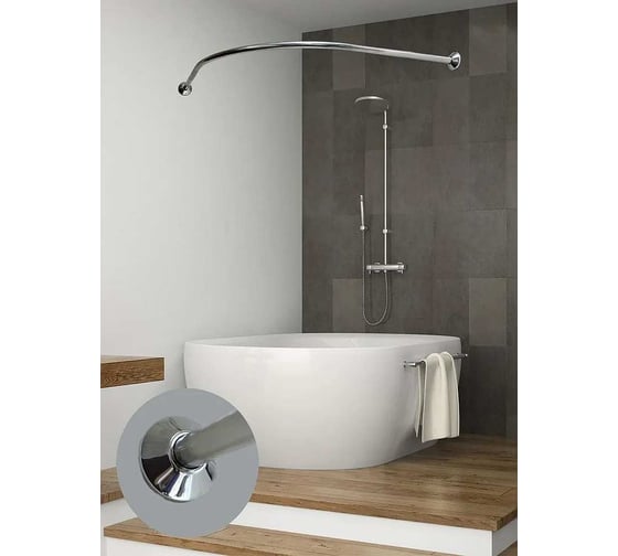 Карниз для ванной угловой GoGo 80х80 усиленный полукруг Дуга C0080 1