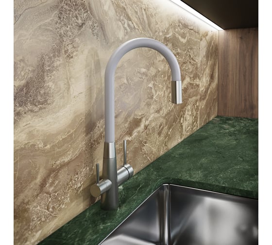 Смеситель для кухни ZARATSU с гибким изливом,с подключением к фильтру питьевой воды белый Z-SK-W-04 1