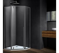 Душевой уголок VINCEA Penta 900_900, вороненая сталь, стекло прозрачное VSP-3P900CLGM