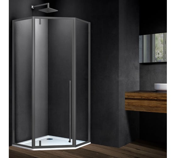 Душевой уголок VINCEA Penta 900_900, вороненая сталь, стекло прозрачное VSP-3P900CLGM 1