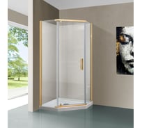 Душевой уголок VINCEA Stresa 900_900, брашированное золото, стекло прозрачное  VSP-1S900CLG