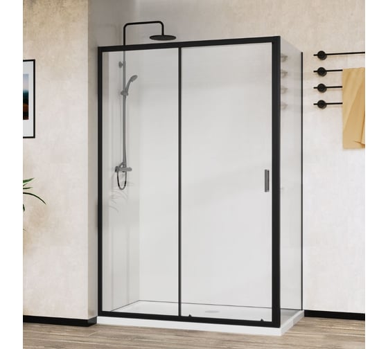 Душевой уголок VINCEA City 1100_900, черный, стекло прозрачное VSR-5CT9011CLB 1