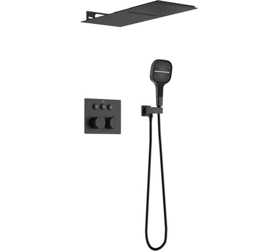 Душевой комплект встраиваемый VINCEA 3 режима, верх душ нерж.сталь, черный VSFW-401TMB 1