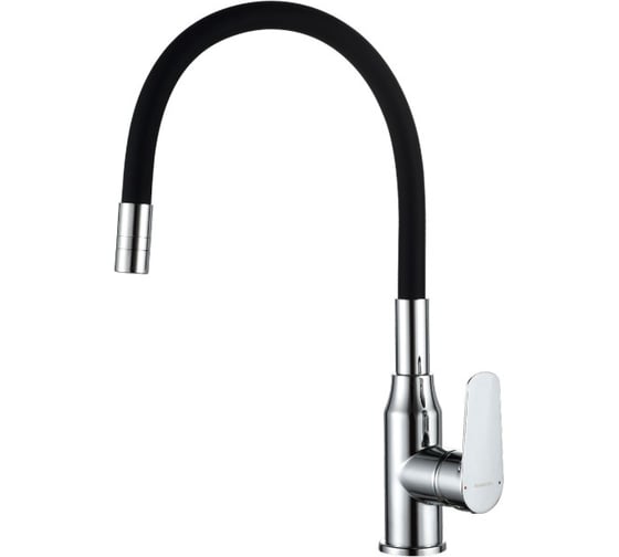Смеситель одноручный decoroom для кухни с гибким изливом, хром/чёрный DR29024-Black 1