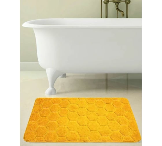 Коврик в ванну Bath Plus Лана 120х70, микрофибра, соты, желтый GR200S