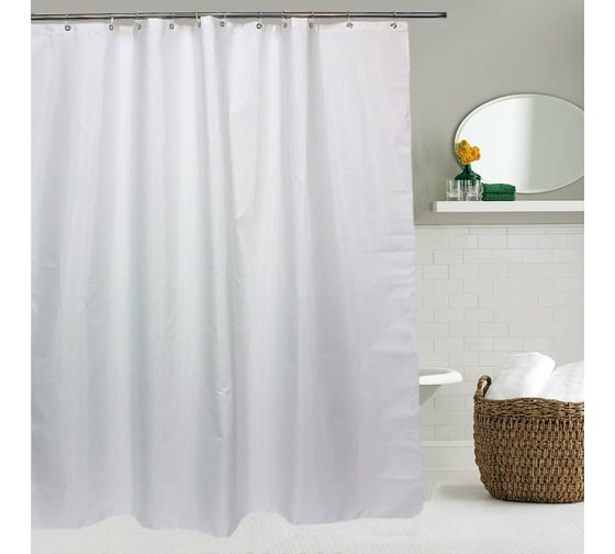 Штора для ванной комнаты Bath Plus жаккард MARIANA SILVERRAIN180x200, белый/серебро JAC1508